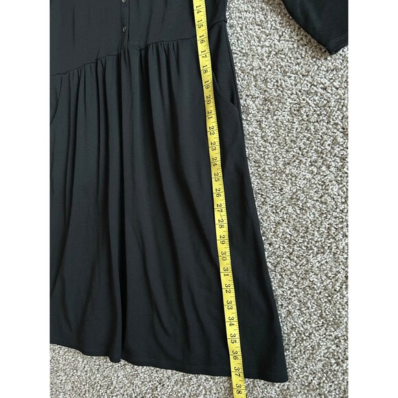 J. Jill Women's Sz XS 3/4 Sleeve Black Button-Front Dress Cotton Blend - Picture 10 of 11